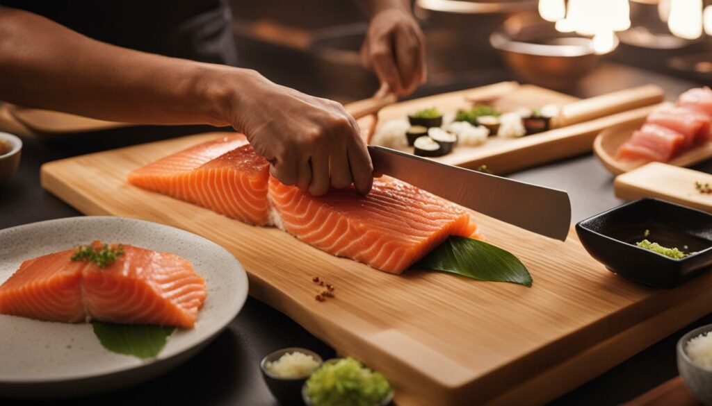 fresh salmon sushi